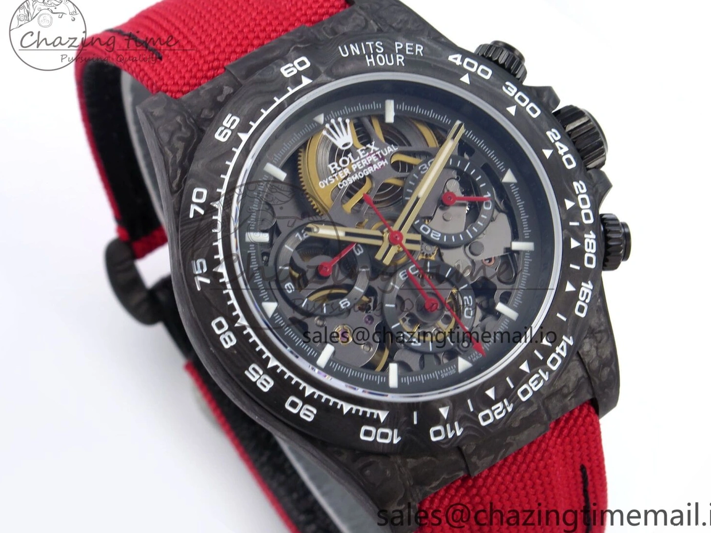 0405 Daytona Diw 40mm N6F 1:1 Best Edition Gray Skeleton Dial Red Nylon Strap DD Original 900
